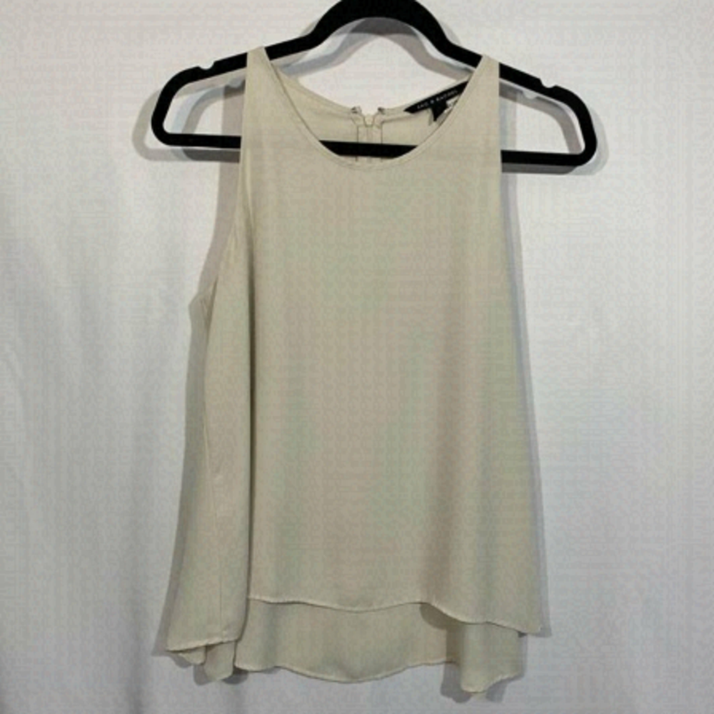 Zac & Rachel sleeveless blouse with flowy layer. High neck. Cream. Size small.